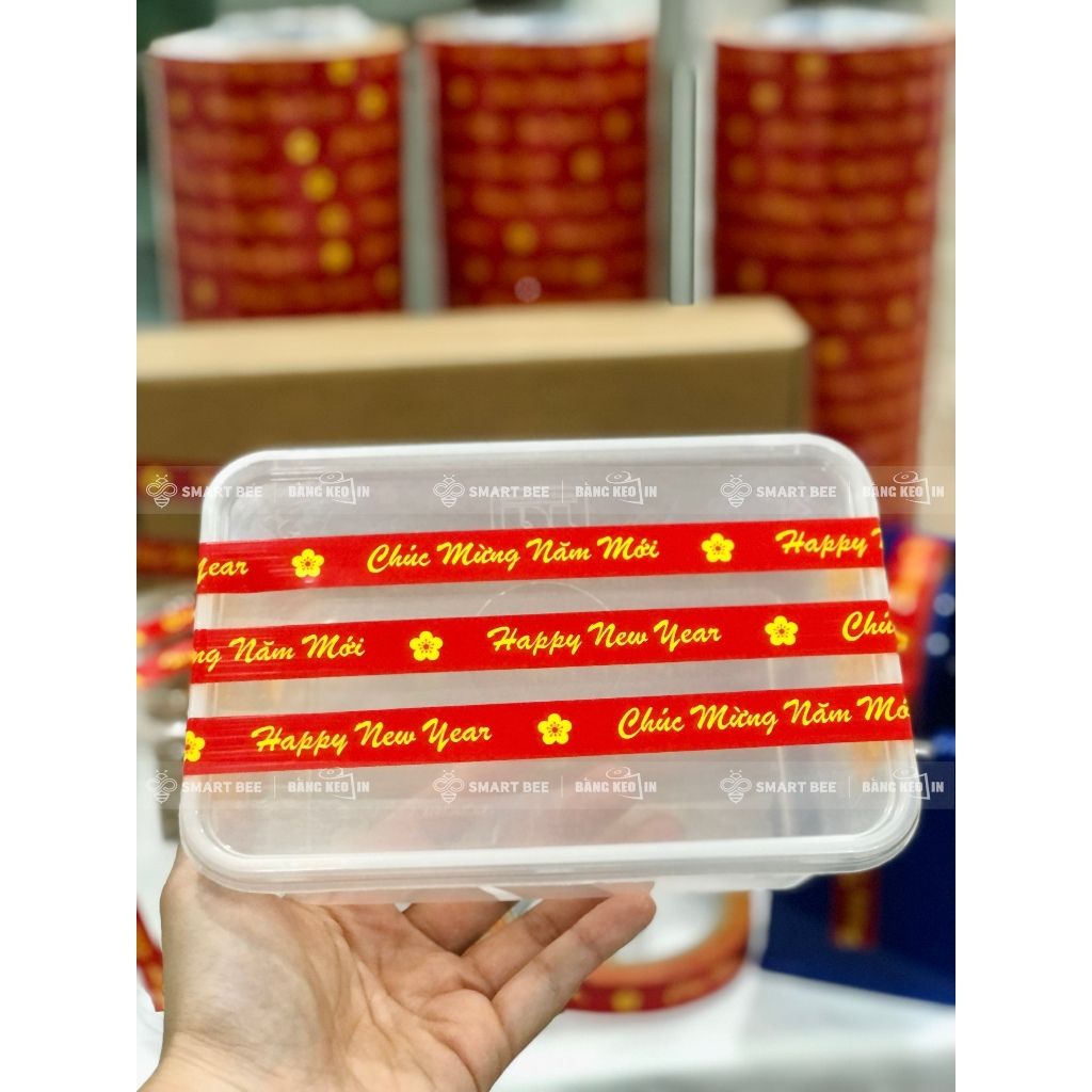  COMBO 20 Cuộn Băng Keo In Chữ Chúc Mừng Năm Mới 15mm + [TẶNG 1 CUỘN] 