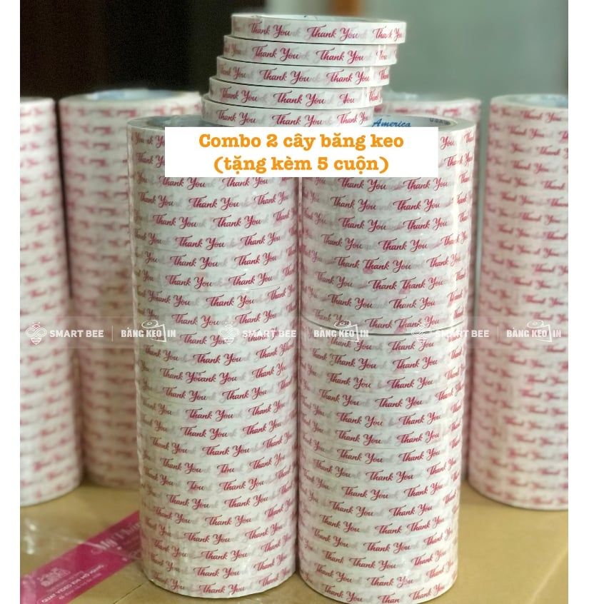  COMBO 2 CÂY BĂNG KEO IN CHỮ THANK YOU 12MM + [TẶNG 5 CUỘN] 