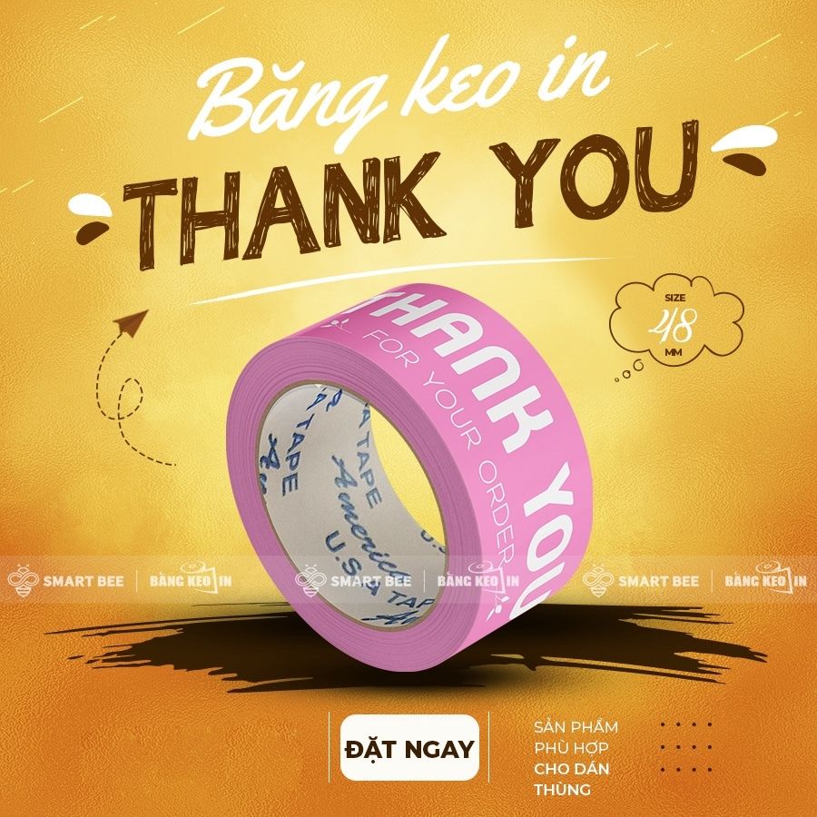  [CÓ SẴN] Băng keo Thank You đóng gói đồ Gia Dụng, dán thùng carton đẹp mắt 