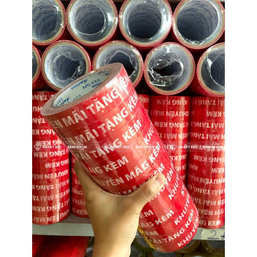  COMBO 12 Cuộn Băng Keo In Chữ KHUYẾN MÃI TẶNG KÈM + [TẶNG 1 CUỘN] 