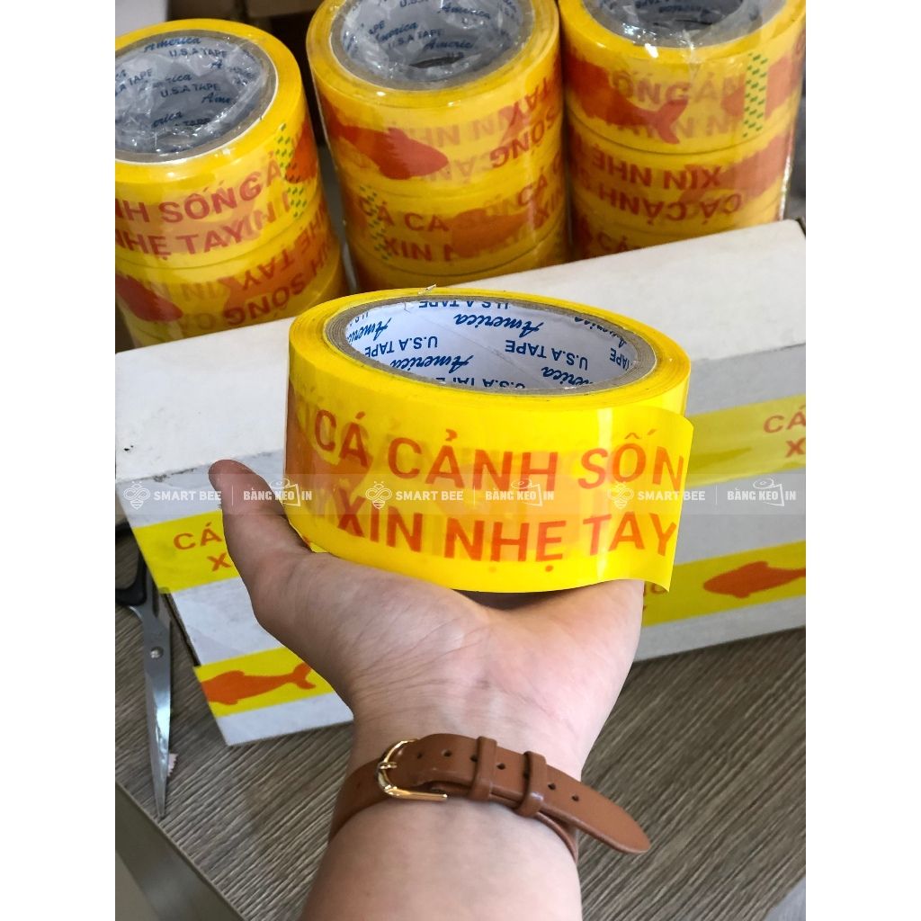  [CÓ SẴN] Băng keo niêm phong CÁ CẢNH SỐNG XIN NHẸ TAY 