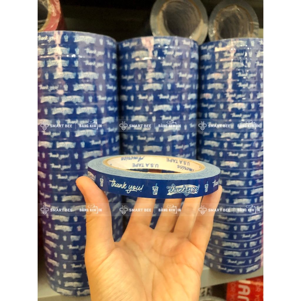  COMBO 1 Cây Băng Keo In Chữ THANK YOU 12mm (25 Cuộn) + [TẶNG 1 CUỘN] 
