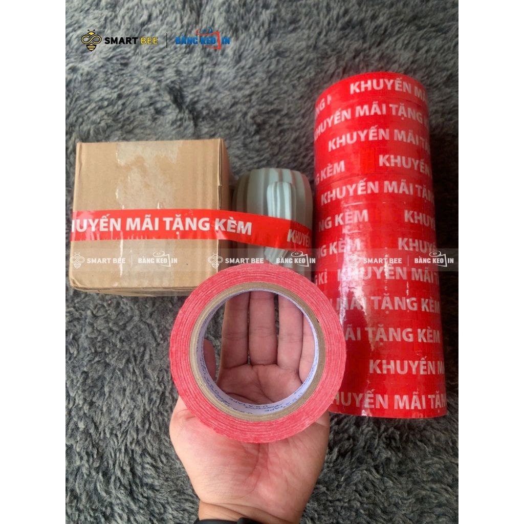  COMBO 12 Cuộn Băng Keo In Chữ KHUYẾN MÃI TẶNG KÈM + [TẶNG 1 CUỘN] 