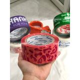  COMBO 5 Cuộn Băng Keo In Nhiều Mẫu 48mm + [TẶNG DAO CẮT] 