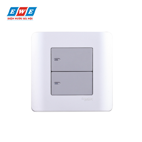 Bộ công tắc đôi 2 chiều màu xám Zencelo E8432_2_SA_G19