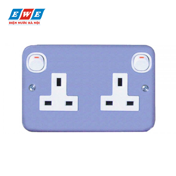 Bộ ổ cắm đơn 3 chấu 13A có công tắc mặt kim loại ESM15_G19 E30&EMS