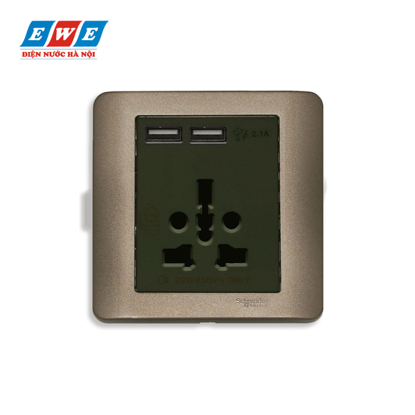Bộ ổ cắm đa năng và sạc USB đôi 2.1A Zencelo E8442616USB_SZ_G19