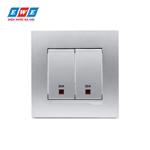 Công tắc đôi 2 cực 20A KB32D20NE_AS_G19 Vivace màu xám bạc