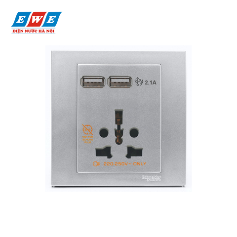 Ổ cắm đa năng kèm sạc USB KB42616USB_AS_G19 Vivace màu xám bạc
