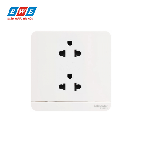 Bộ ổ cắm đôi 3 chấu AvatarOn màu trắng E83426UES2_WE_G19
