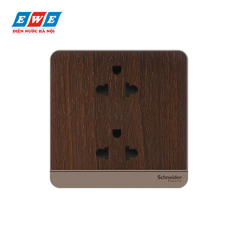 Bộ ổ cắm đôi 3 chấu AvatarOn màu gỗ E83426UES2_WD_G19