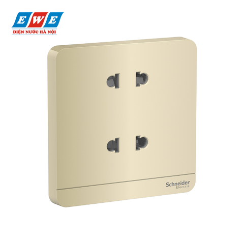 Bộ ổ cắm đôi 2 chấu AvatarOn màu vàng ánh kim E83426U2_WG_G19