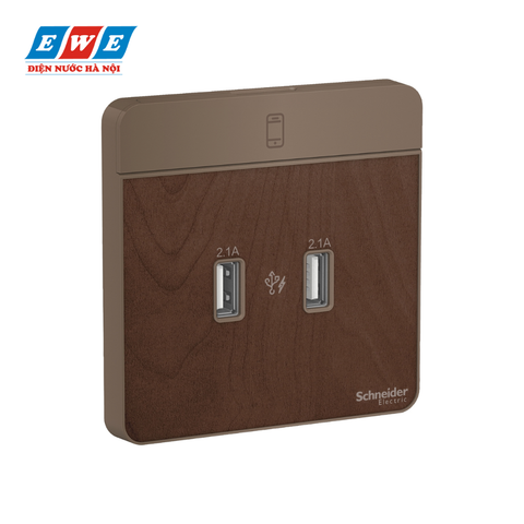 Bộ ổ sạc USB đôi AvatarOn màu gỗ E8332USB_WD_G19