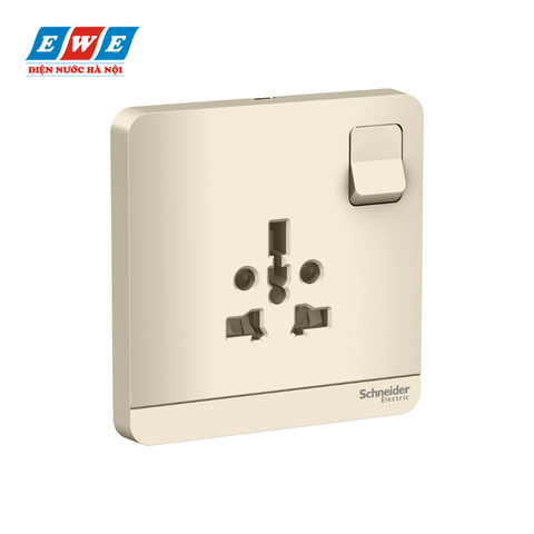 Bộ ổ cắm đơn đa năng có công tắc AvatarOn màu vàng ánh kim E8315TS_WG_G19
