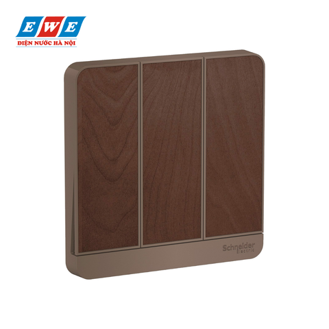 Bộ công tắc ba 1 chiều AvatarOn màu gỗ E8333L1led_WD_G19