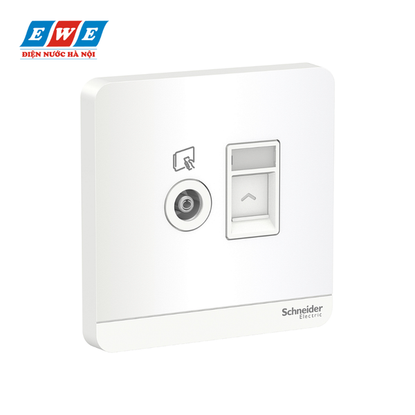 Ổ cắm tivi và ổ cắm mạng cat5e màu trắng E8332TVRJS5_WE_G19 AvatarOn