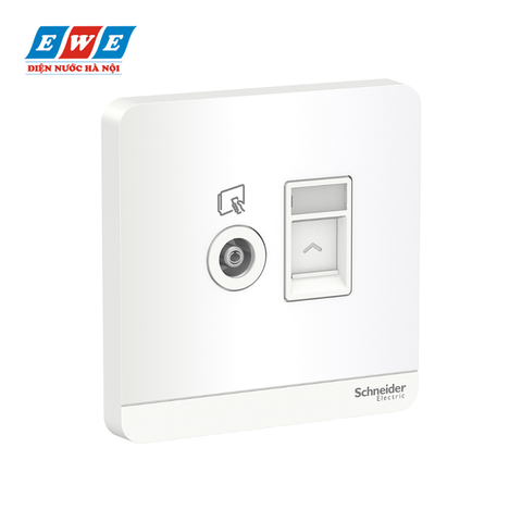 Ổ cắm tivi và ổ cắm mạng cat5e AvatarOn màu trắng E8332TVRJS5_WE_G19
