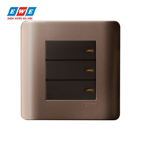 Bộ công tắc ba 1 chiều màu đồng Zencelo E8433_1_SZ_G19