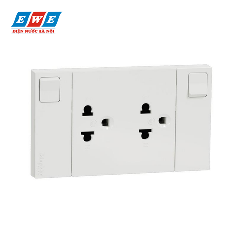 Ổ cắm đôi 3 chấu có công tắc M3T25_SIS_WE