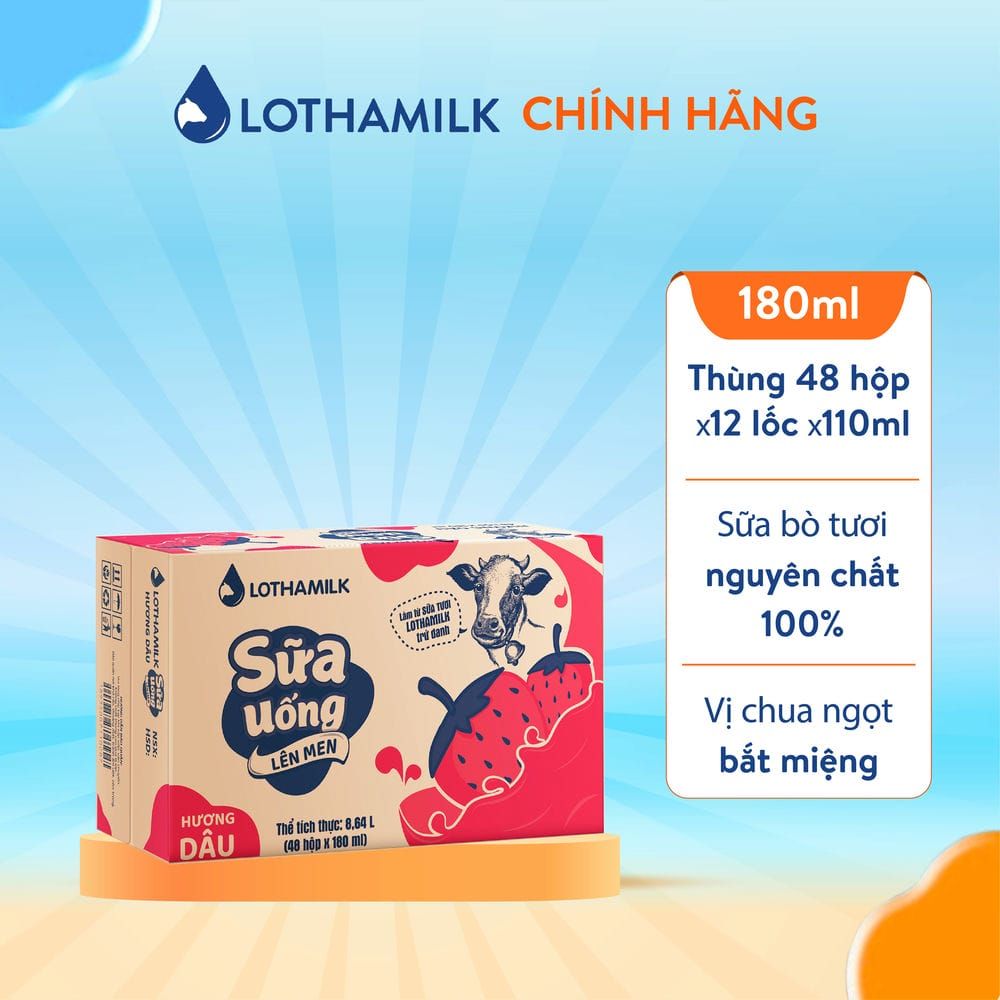  SULM Tiệt trùng Lothamilk Dâu 180ml 