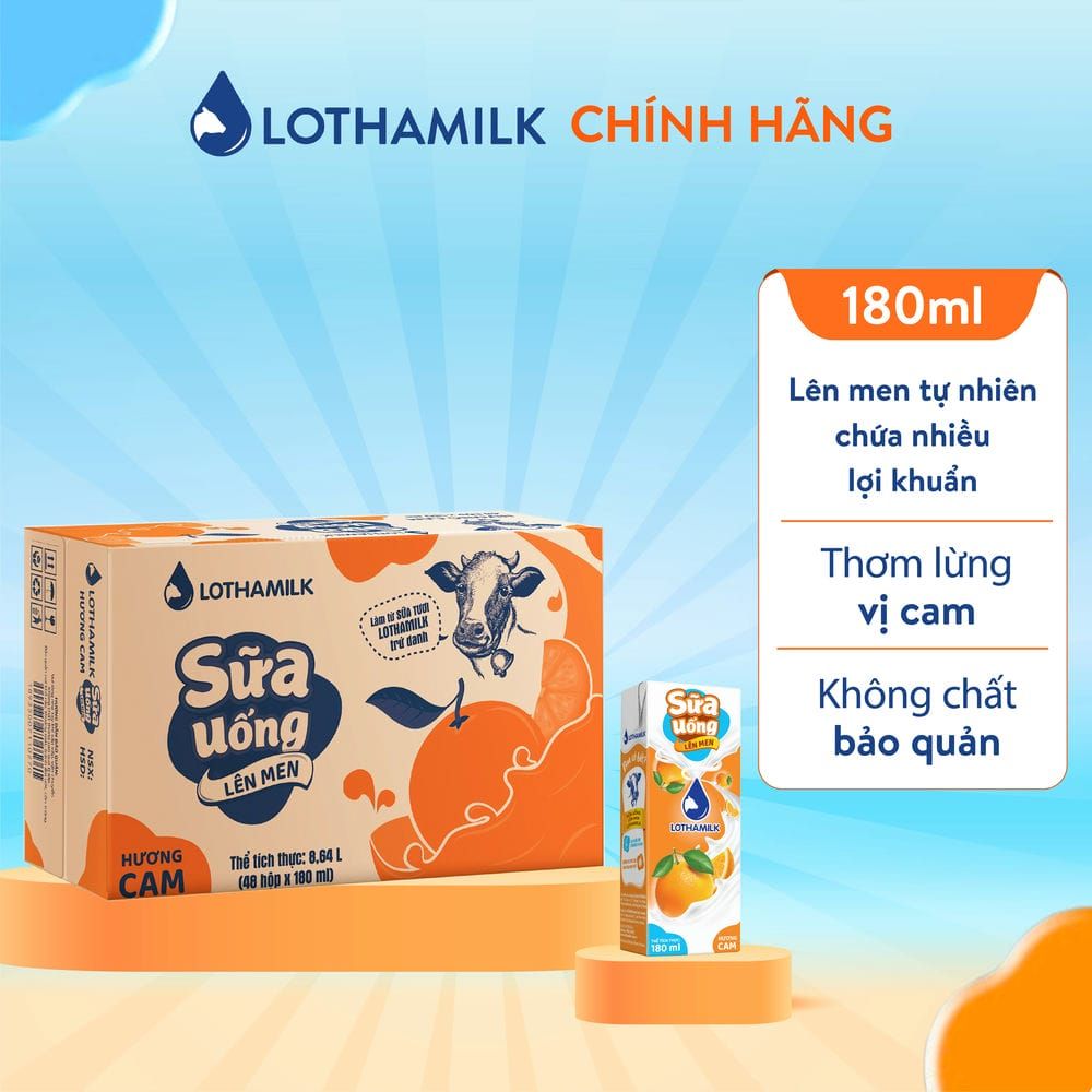  Thùng SULM tiệt trùng Lothamilk cam 180ml 
