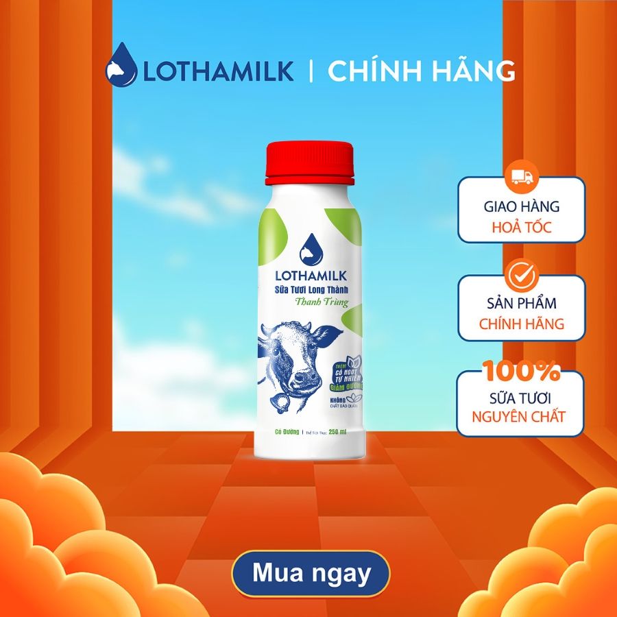  KM_Sữa Tươi Thanh Trùng Lothamilk Có đường chai 250ml 