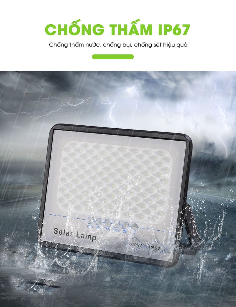 Đèn Pha Chống Chói Năng Lượng Mặt Trời -100W