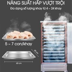 Tủ hấp gà, vịt 6 - 12 khay