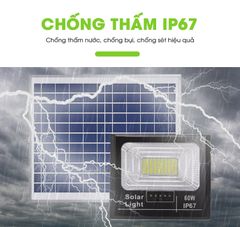 Đèn Năng Lượng Mặt Trời 60W IP67, Sáng 12 Giờ Liên Tục