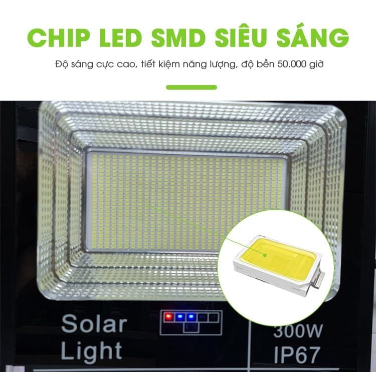 Đèn Pha Năng Lượng Mặt Trời 300W