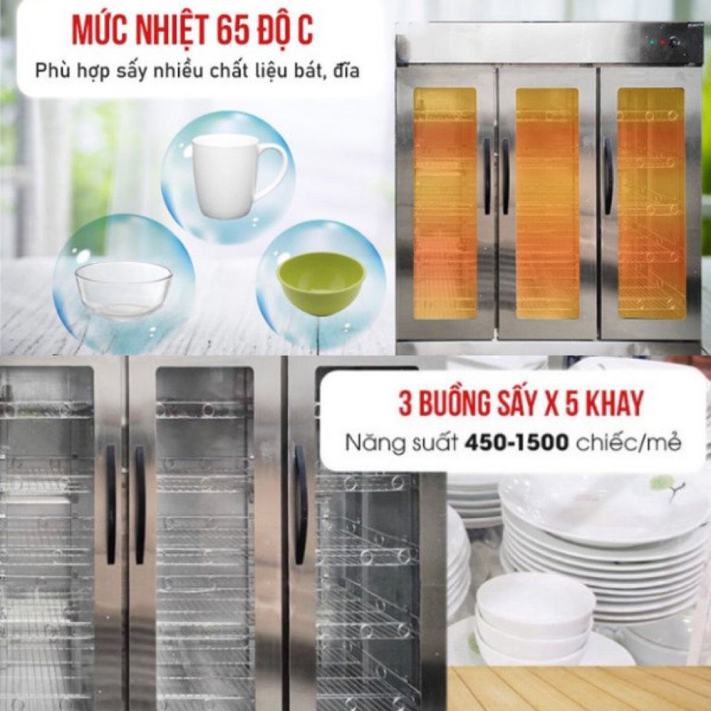 Tủ Sấy Chén Bát Công Nghiệp 3 Buồng Sấy
