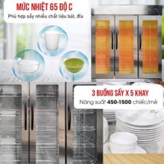 Tủ Sấy Chén Bát Công Nghiệp 3 Buồng Sấy