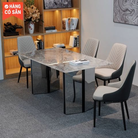  Bộ Bàn Ghế Ăn Mặt Đá Xuyên Sáng Chân Bàn Inox SKDS26 