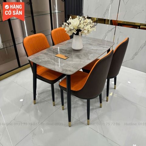  Bộ Bàn Ăn Mặt Đá Ceramic Kèm 4-6 Ghế SKDS34 