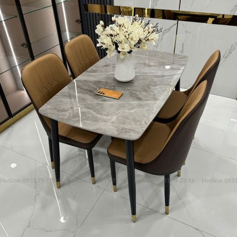  Bộ Bàn Ăn Mặt Đá Ceramic Kèm 4-6 Ghế SKDS34 