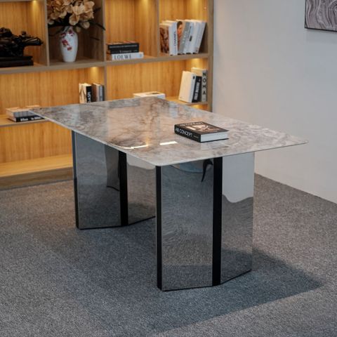  Bộ Bàn Ghế Ăn Mặt Đá Xuyên Sáng Chân Bàn Inox SKDS26 