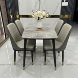  Bộ Bàn Ăn Mặt Đá Ceramic Kèm 4-6 Ghế SKDS34 