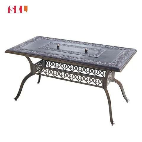  Bàn Tiệc Sân Vườn Nhôm Đúc Có Bếp Than SKT16 