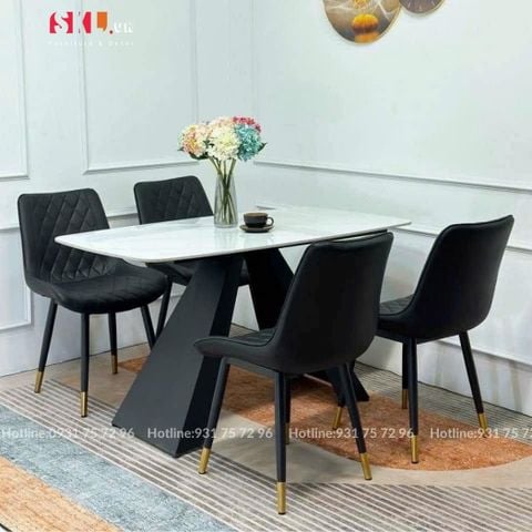  Bộ Bàn Ghế Ăn Chân Sắt Mặt Đá SKDS18 
