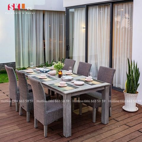  Bàn Ăn Gỗ Tràm Cào Xước 2M2 SKT41 