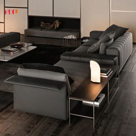  Sofa Góc Phòng Khách Da Bò SKS09 