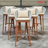  Ghế Bar Khung Gỗ Teak Đan Dây SKC122 