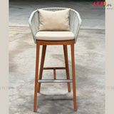  Ghế Bar Khung Gỗ Teak Đan Dây SKC122 