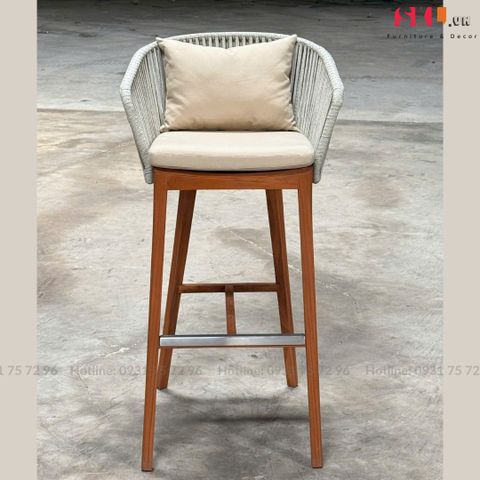  Ghế Bar Khung Gỗ Teak Đan Dây SKC122 