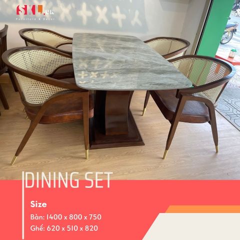  Bộ Bàn Ghế Ăn Gỗ Mặt Đá SKDS14 