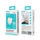  Combo củ cáp sạc nhanh Bwoo Type-C to C 20W | 1Type-C x 1USB-A | Dây Silicone | Dài 1M - CDA157CC 