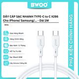  Dây cáp sạc nhanh Bwoo PD60W Type-C to Type-C | Dây Silicone | Dài 1M - X286CC 