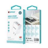  Củ sạc nhanh Bwoo 40W | 2Type-C x 1USB-A | Chuôi cắm US - CDA139 