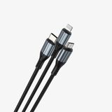  Dây cáp sạc nhanh Bwoo 3in1 3A | USB to Type-C x Lightning x Micro | Dây Dù | Dài 1M2 - X274 