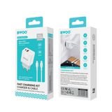  Combo Củ Cáp sạc nhanh Bwoo Type-C to L 20W | 1Type-C x 1USB-A | Dây Silicone | Dài 1M - CDA157CL 